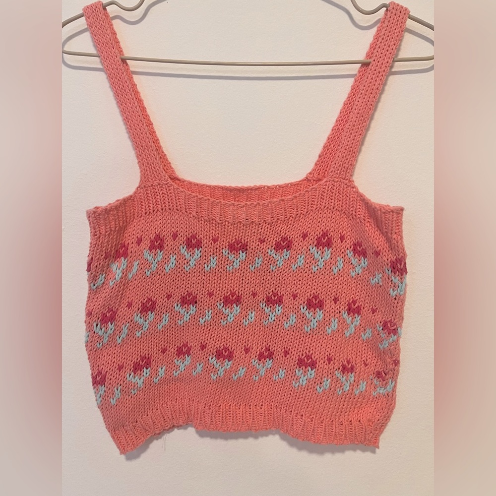 Tach women’s cropped sweater tank top pink rose in large size